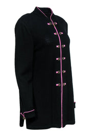 Current Boutique-St. John - Long Black Knit Sweater w/ Decorative Buttons Sz 14