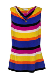 Current Boutique-St. John - Multi-Striped Knit Cowl Neck Sleeveless Top Sz L