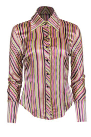 Current Boutique-St. John - Multicolor Striped Silk Blend Shirt Sz S