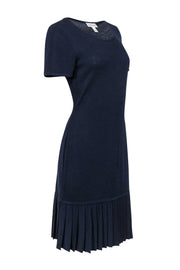 Current Boutique-St. John - Navy Knit Shift Dress w/ Pleated Hem Sz S
