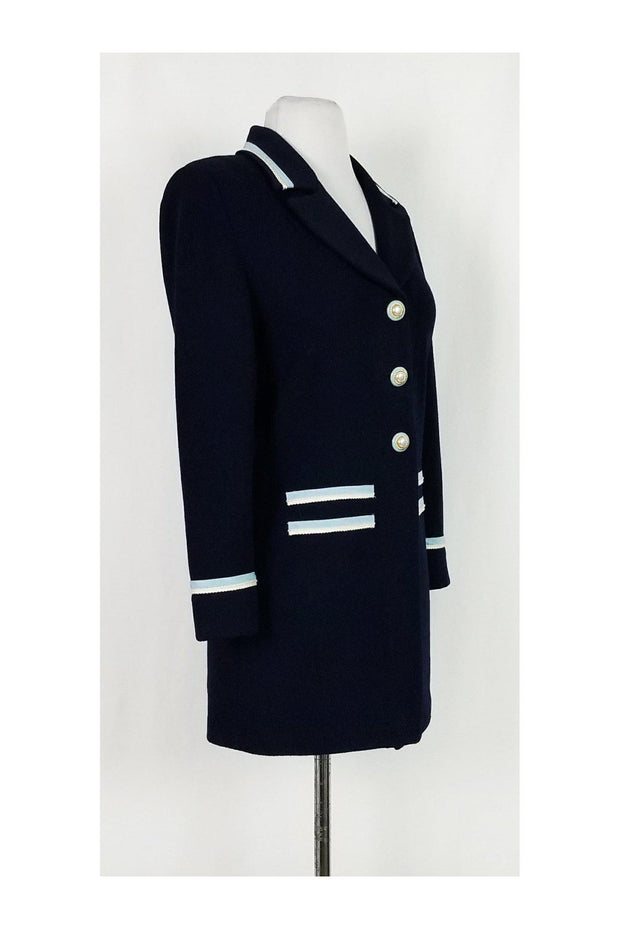 Current Boutique-St. John - Navy Trimmed Knit Jacket Sz 2