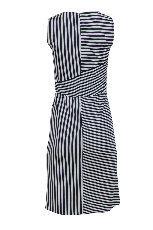 Current Boutique-St. John - Navy & White Striped Wool Blend Shift Dress Sz 0