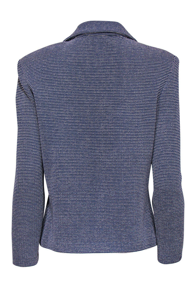 Current Boutique-St. John - Navy & White Textured Knit Collared Blazer Sz 12