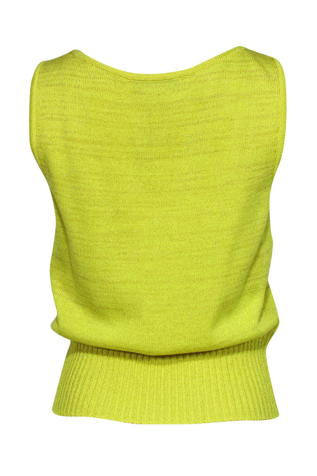 Current Boutique-St. John - Neon Yellow Sparkly Sleeveless Sweater Sz S