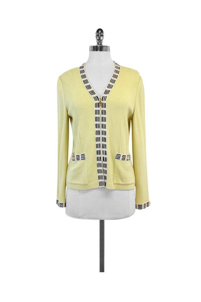 Current Boutique-St. John - Pastel Yellow Knit Sweater Jacket Sz 2