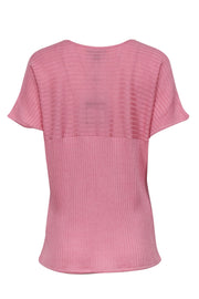 Current Boutique-St. John - Pink Ribbed Short Sleeve Knit Top Sz XL
