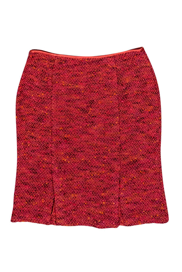 Current Boutique-St. John - Pink Tweed Knit Double Slit Pencil Skirt Sz 2