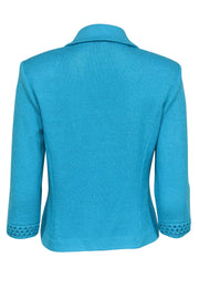 Current Boutique-St. John - Pool Blue Knit Blazer w/ Decorative Buttons Sz 4