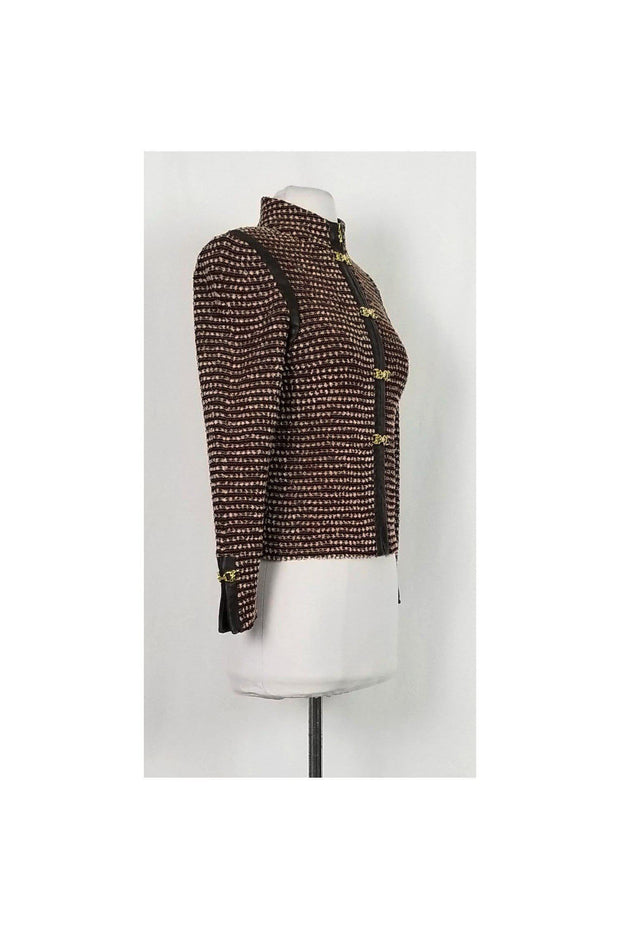 Current Boutique-St. John - Red, Brown & White Knit Jacket Sz 2