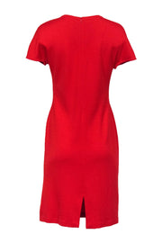 Current Boutique-St. John - Red Knit Cap Sleeve Dress w/ Scalloped Cutouts Sz 6