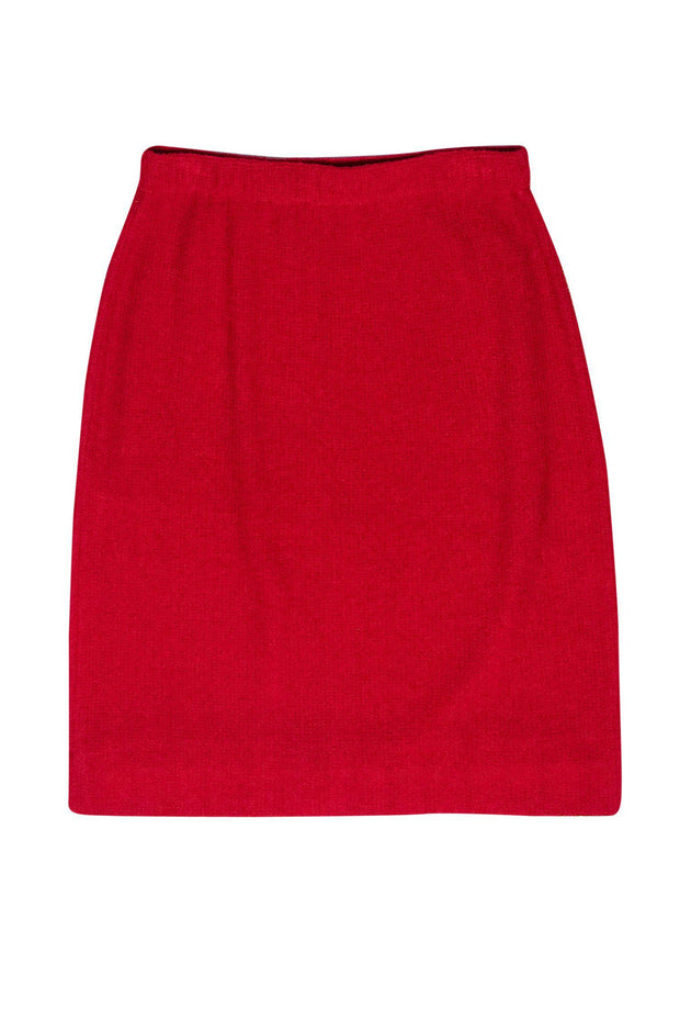 Current Boutique-St. John - Red Knit Pencil Skirt Sz 2