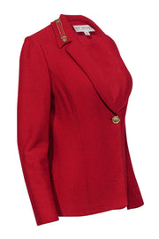 Current Boutique-St. John - Red Knit Single Button Jacket w/ Chain Detail Sz 4
