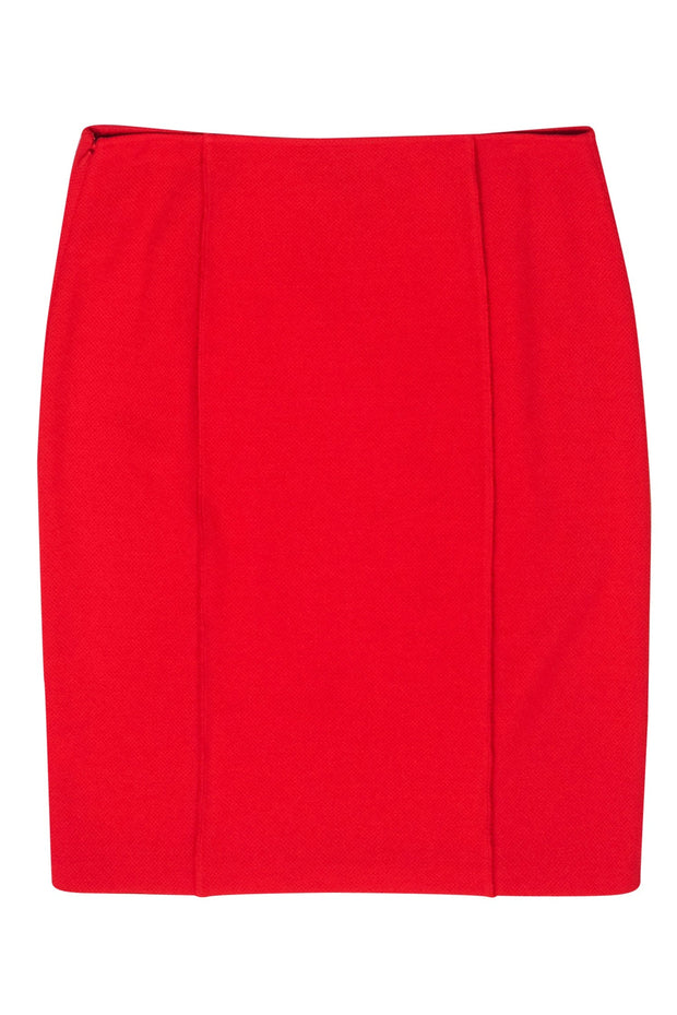 Current Boutique-St. John - Red Knit Wool Pencil Skirt Sz 10