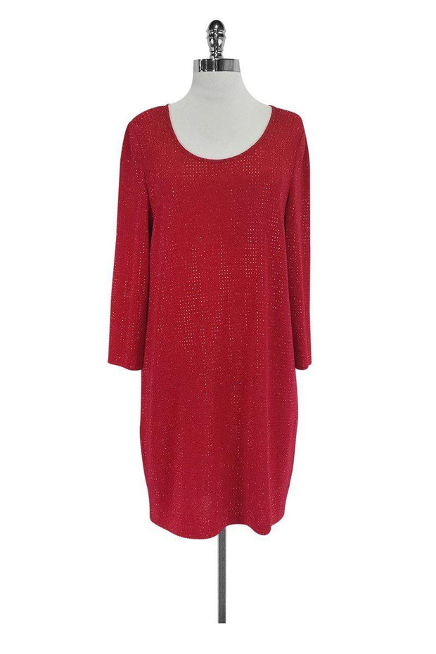 Current Boutique-St. John - Red Shift Dress w/ Small Beads Sz 8