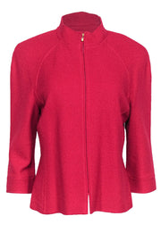 Current Boutique-St. John - Ruby Pink Knit Zip-Up Jacket Sz 12