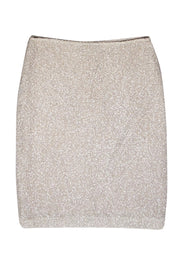 Current Boutique-St. John - Silver Tinsel Knit Mini Pencil Skirt Sz 10