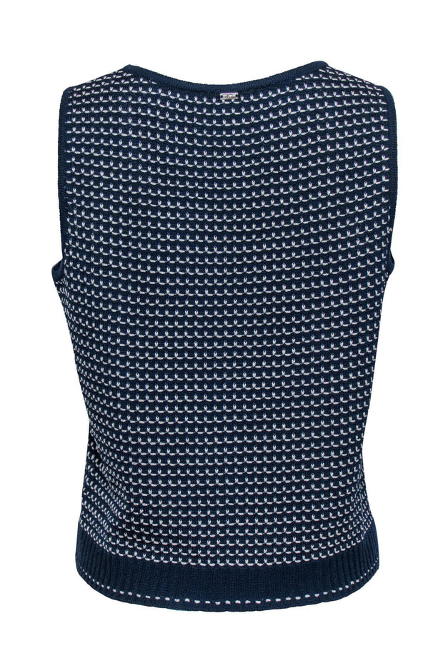 Current Boutique-St. John Sport - Navy & White Knit Sweater Vest Sz M