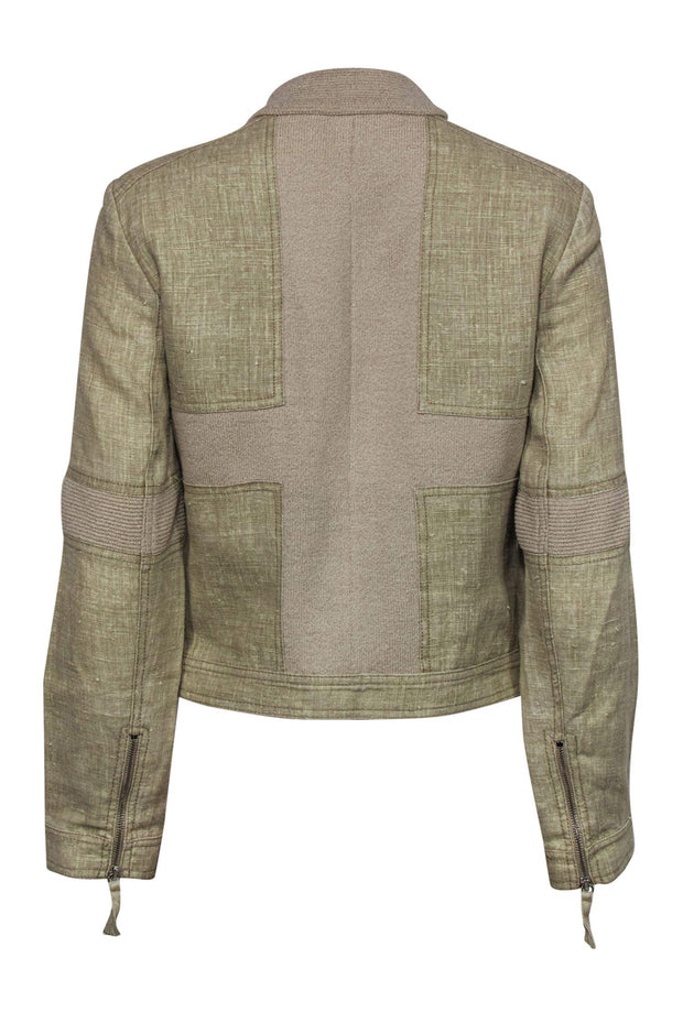 Current Boutique-St. John Sport - Vintage Khaki Patchwork Zip-Up Jacket Sz S