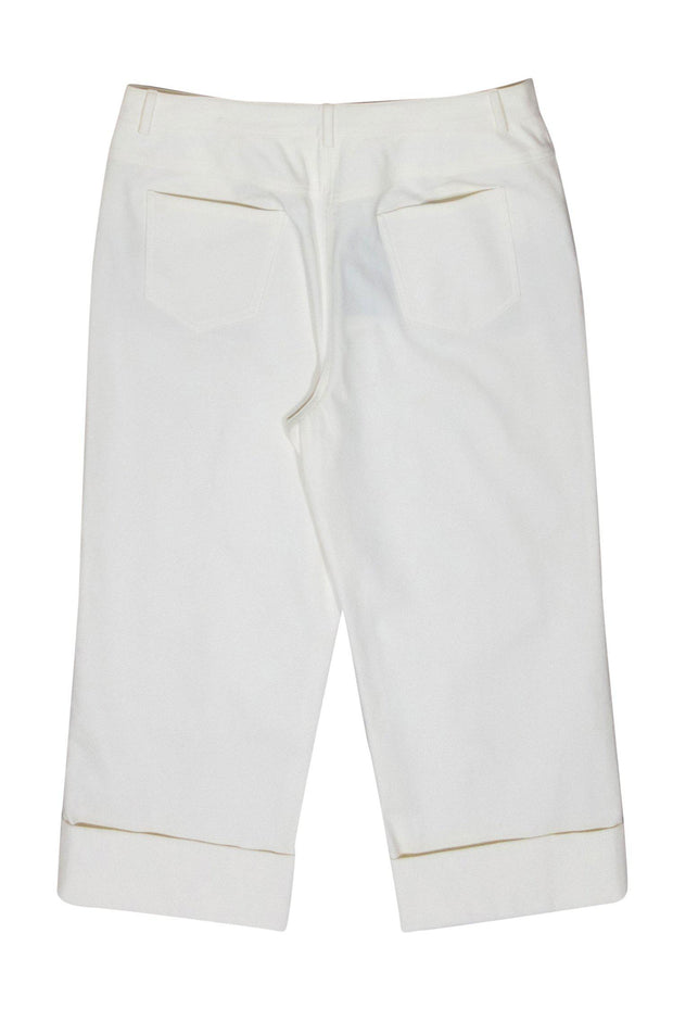 Current Boutique-St. John Sport - White Cropped Cuffed Straight Leg Jeans Sz 14