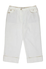 Current Boutique-St. John Sport - White Cropped Cuffed Straight Leg Jeans Sz 14