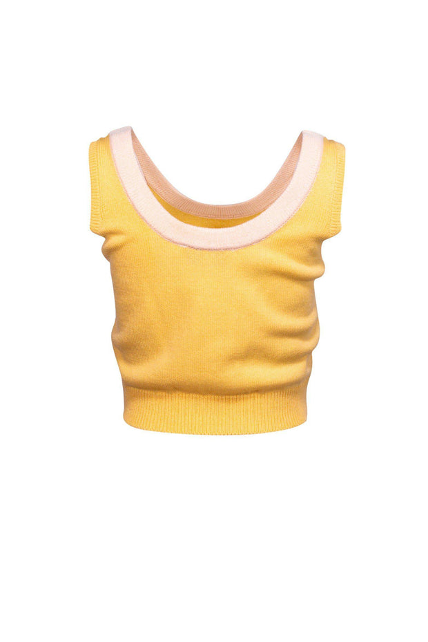 Current Boutique-St. John Sportswear - Yellow & Cream Tank Top Sz P