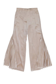 Current Boutique-St. John - Tan Wide-Leg Trousers w/ Side Pleated Flare Sz 10