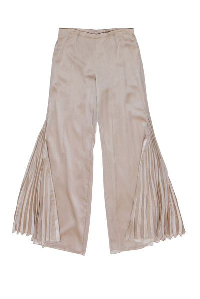 Current Boutique-St. John - Tan Wide-Leg Trousers w/ Side Pleated Flare Sz 10