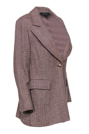 Current Boutique-St. John - Taupe & Tan Woven Knit Longline Jacket Sz 10