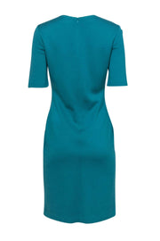 Current Boutique-St. John - Teal Knit Bodycon Dress w/ Contrasting Pockets Sz 4