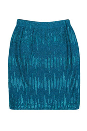 Current Boutique-St. John - Teal Knit Sequin Pencil Skirt Sz 6