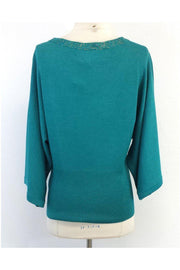 Current Boutique-St. John - Teal Wool Blend Embellished Sweater Sz S