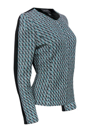 Current Boutique-St. John - Turquoise Marbled Zip-Up Cardigan Sz 10