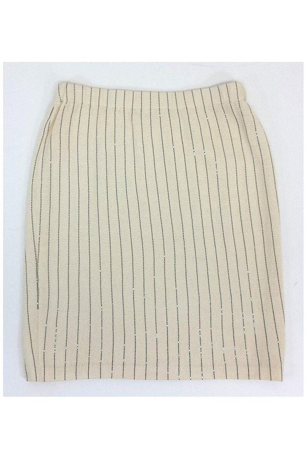 Current Boutique-St. John - White & Black Stripe Knit Skirt Sz 8