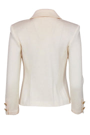 Current Boutique-St. John - White Knit Pointed Collar Jacket w/ Decorative Buttons Sz 2
