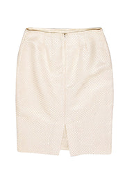 Current Boutique-St. John - White Metallic Checkered Texture Pencil Skirt Sz 4