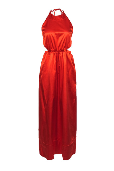 Current Boutique-Staud - Burnt Orange Backless Halter Top Maxi Dress w/ Pockets Sz S