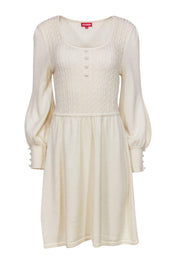 Current Boutique-Staud - Ivory Balloon Sleeve Fit & Flare Sweater Dress Sz M