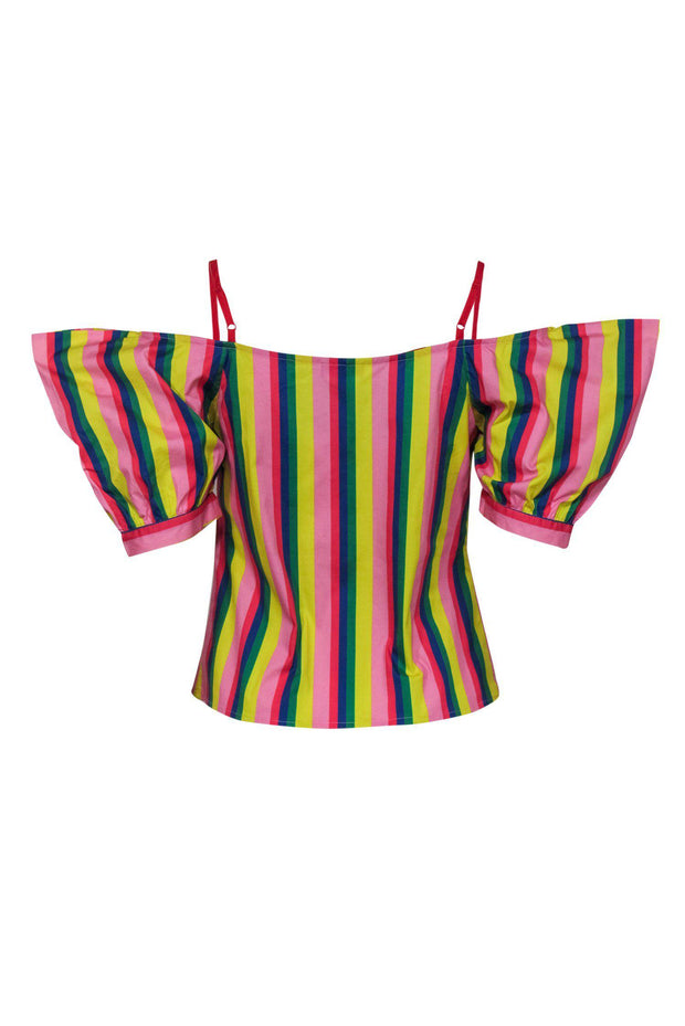 Current Boutique-Staud - Multicolored Striped Cold Shoulder Blouse Sz S