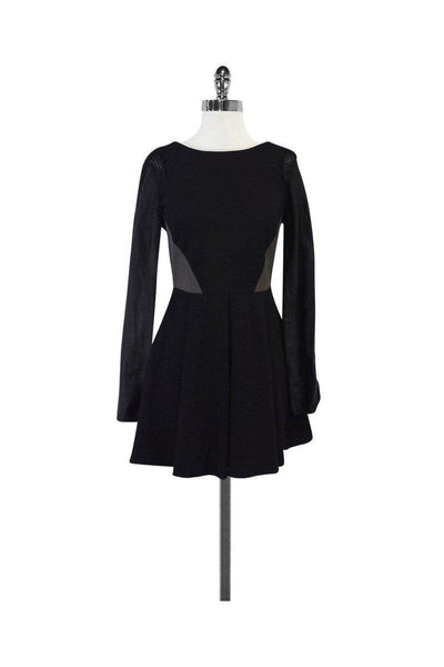 Current Boutique-Stella & Jamie - Black & Grey Leather Sleeve Dress Sz M