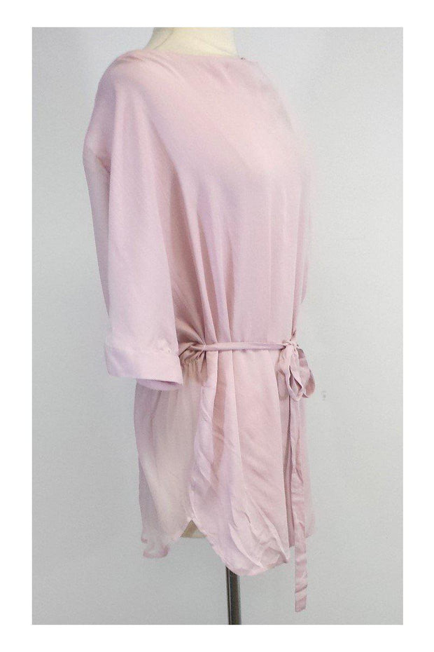 Current Boutique-Stella & Jamie - Blush Silk Short Sleeve Top Sz S