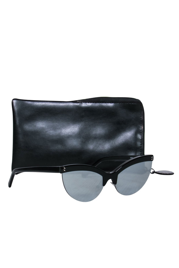 Current Boutique-Stella McCartney - Black Cat Eye Sunglasses w/ Mirrored Lenses