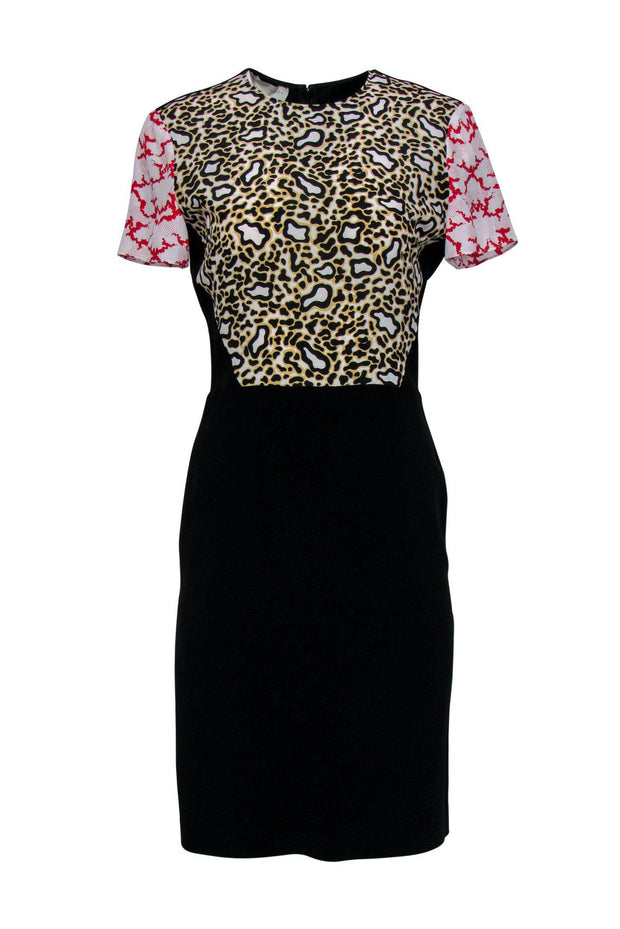 Current Boutique-Stella McCartney - Black, Leopard & Swirl Printed Short Sleeve Dress Sz 6