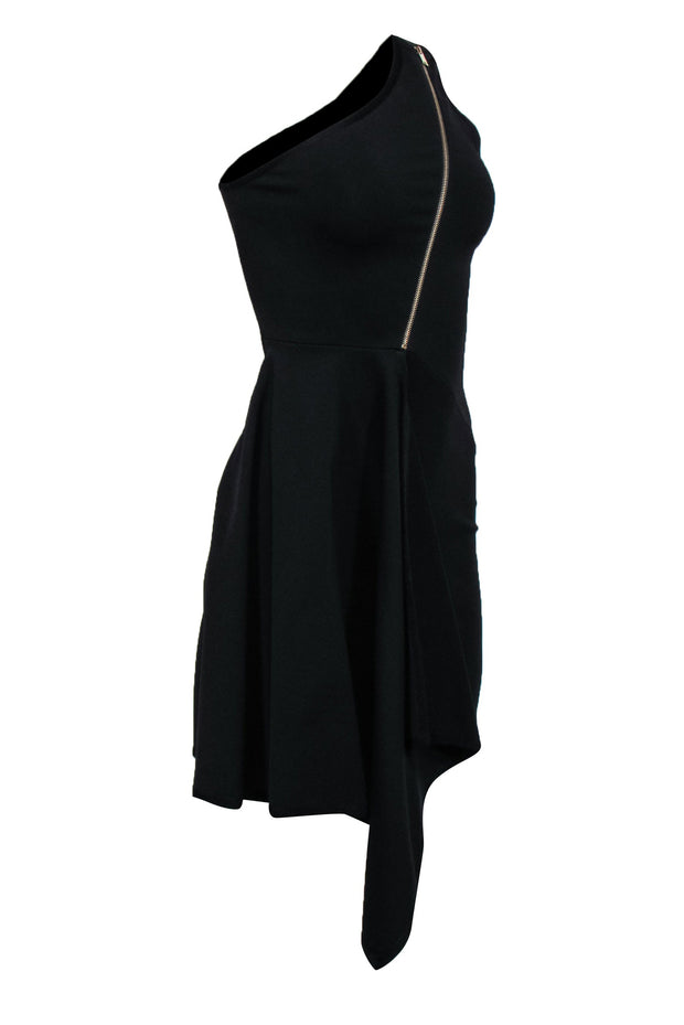 Current Boutique-Stella McCartney - Black One-Shoulder Asymmetrical Dress w/ Front Zipper Sz S