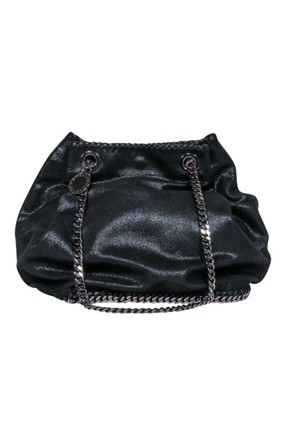 Current Boutique-Stella McCartney - Black Vegan Suede "Falabella" Chain Strap Bucket Bag