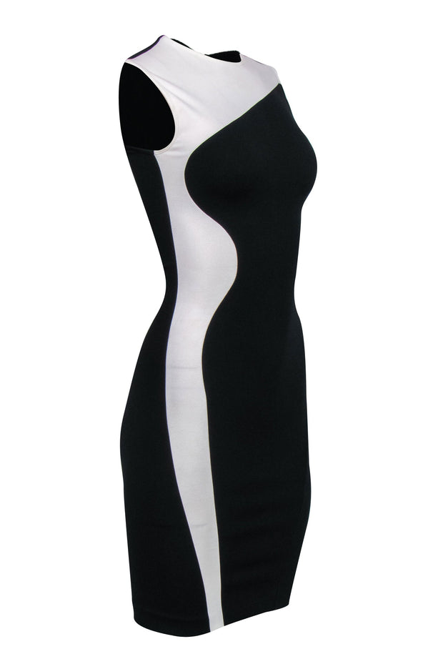 Current Boutique-Stella McCartney - Black & White Curvy Colorblock Midi Dress Sz 0/2