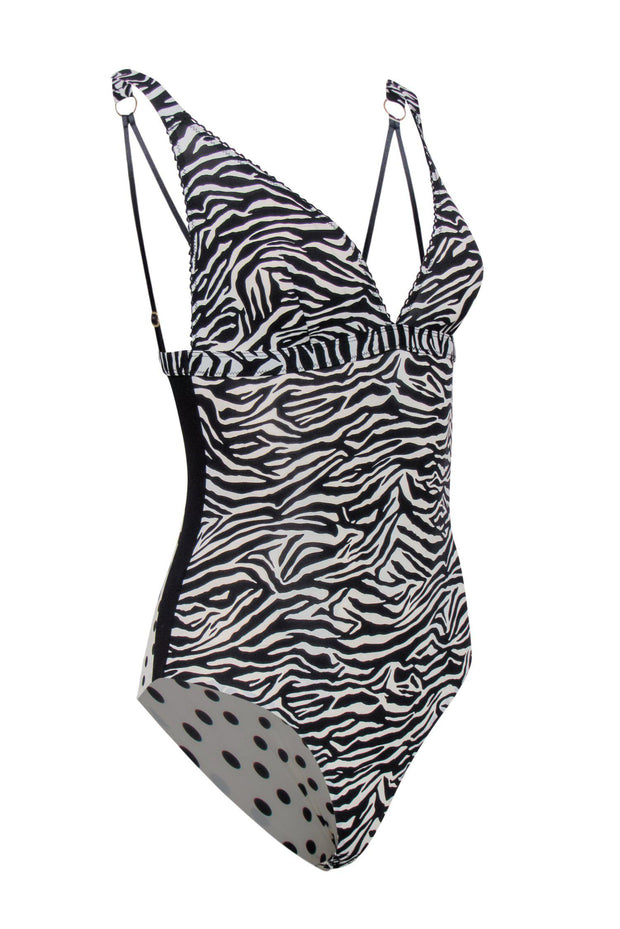 Current Boutique-Stella McCartney - Black & White Zebra & Polka Dot Sleeveless Bodysuit Sz S
