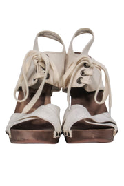Current Boutique-Stella McCartney - Canvas Lace-Up Wooden Heels Sz 8.5