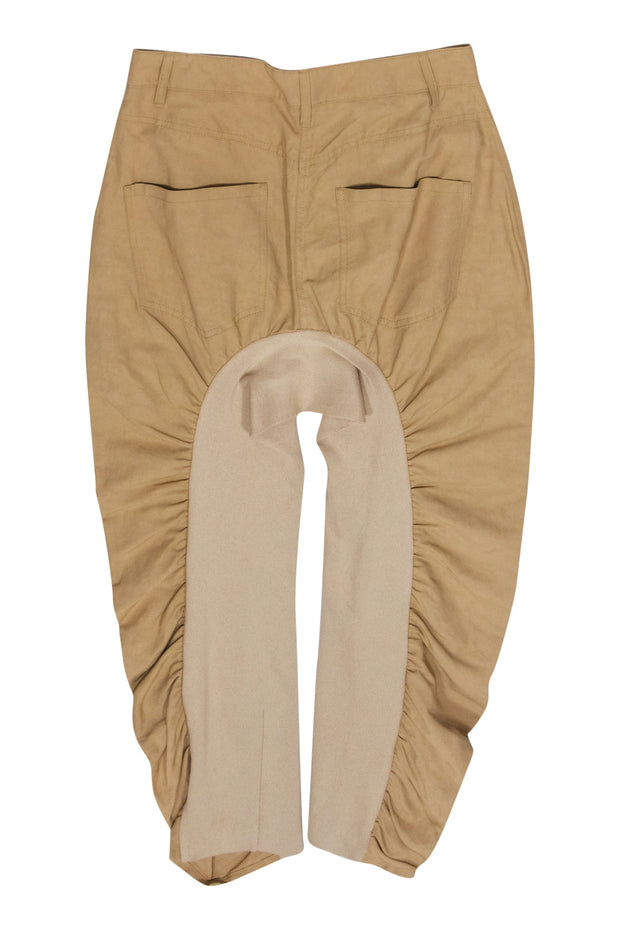 Current Boutique-Stella McCartney - Khaki Curve Ruched "Tina" Paneled Pants Sz 4