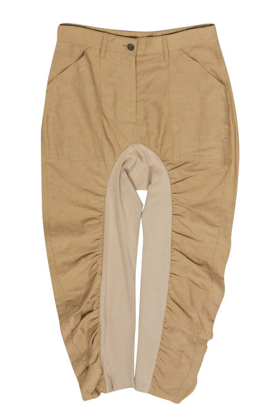 Current Boutique-Stella McCartney - Khaki Curve Ruched "Tina" Paneled Pants Sz 4