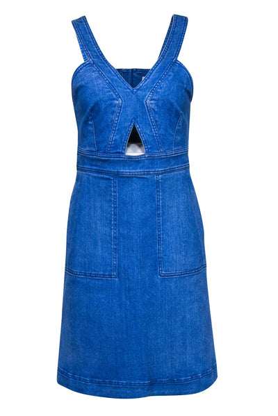 Current Boutique-Stella McCartney - Light Blue Denim Keyhole Cutout Sundress w/ Pockets Sz 8